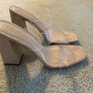 Block heel clear mules
